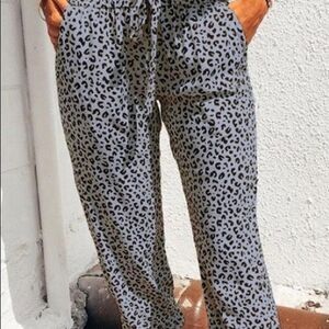 Leopard Print Smocked Joggers